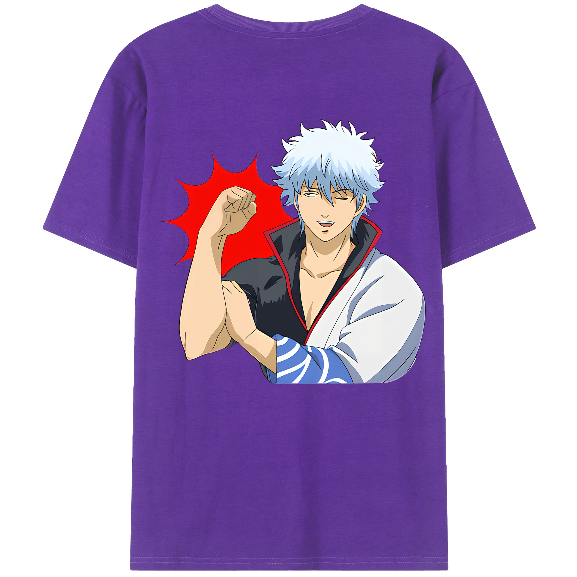 （画像用） ぎんたま 坂田銀時（さかたぎんとき） 神楽 志村新八（しむら しんぱち） GINTAMA Sakata Gintoki Kagura Shimura Shinpachi 綿100％ メンズ半袖Tシャツ（バックプリント） 通気性