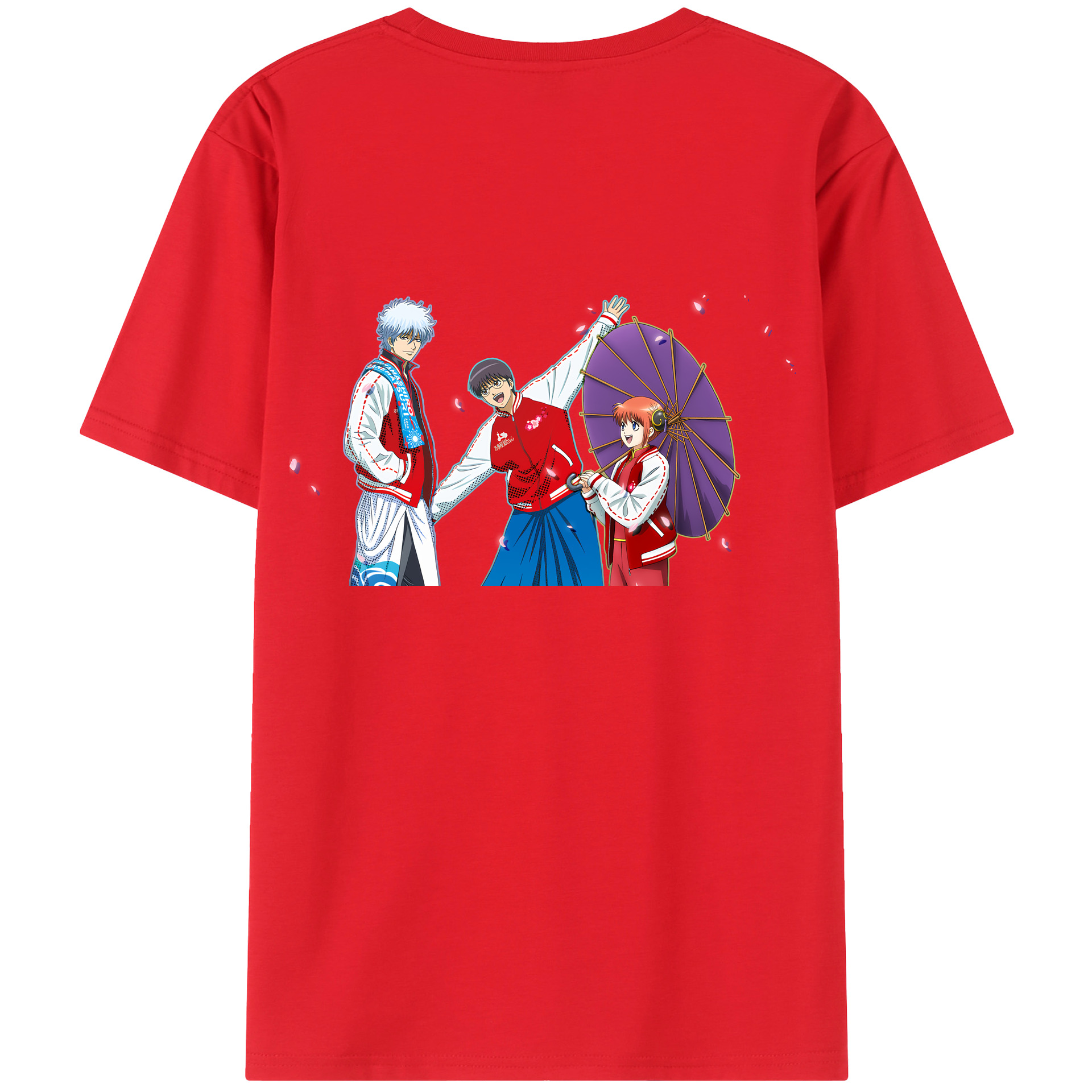 （画像用） ぎんたま 坂田銀時（さかたぎんとき） 神楽 志村新八（しむら しんぱち） GINTAMA Sakata Gintoki Kagura Shimura Shinpachi 綿100％ メンズ半袖Tシャツ（バックプリント） 通気性