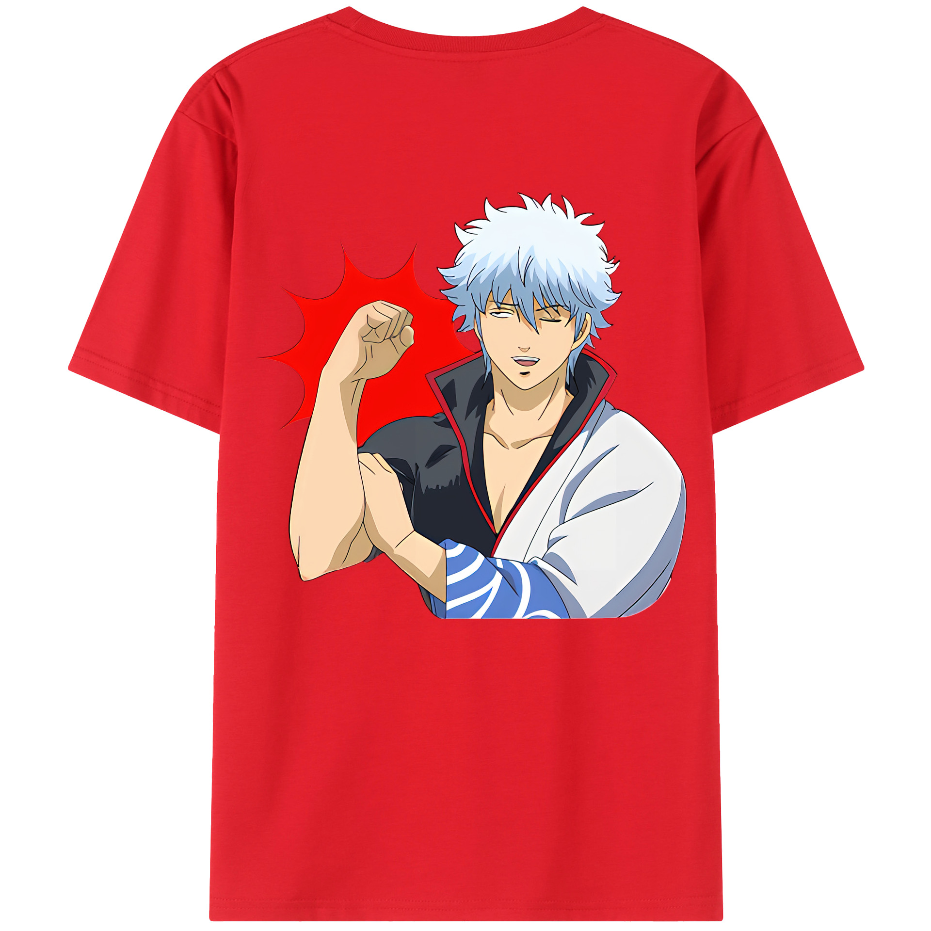 （画像用） ぎんたま 坂田銀時（さかたぎんとき） 神楽 志村新八（しむら しんぱち） GINTAMA Sakata Gintoki Kagura Shimura Shinpachi 綿100％ メンズ半袖Tシャツ（バックプリント） 通気性