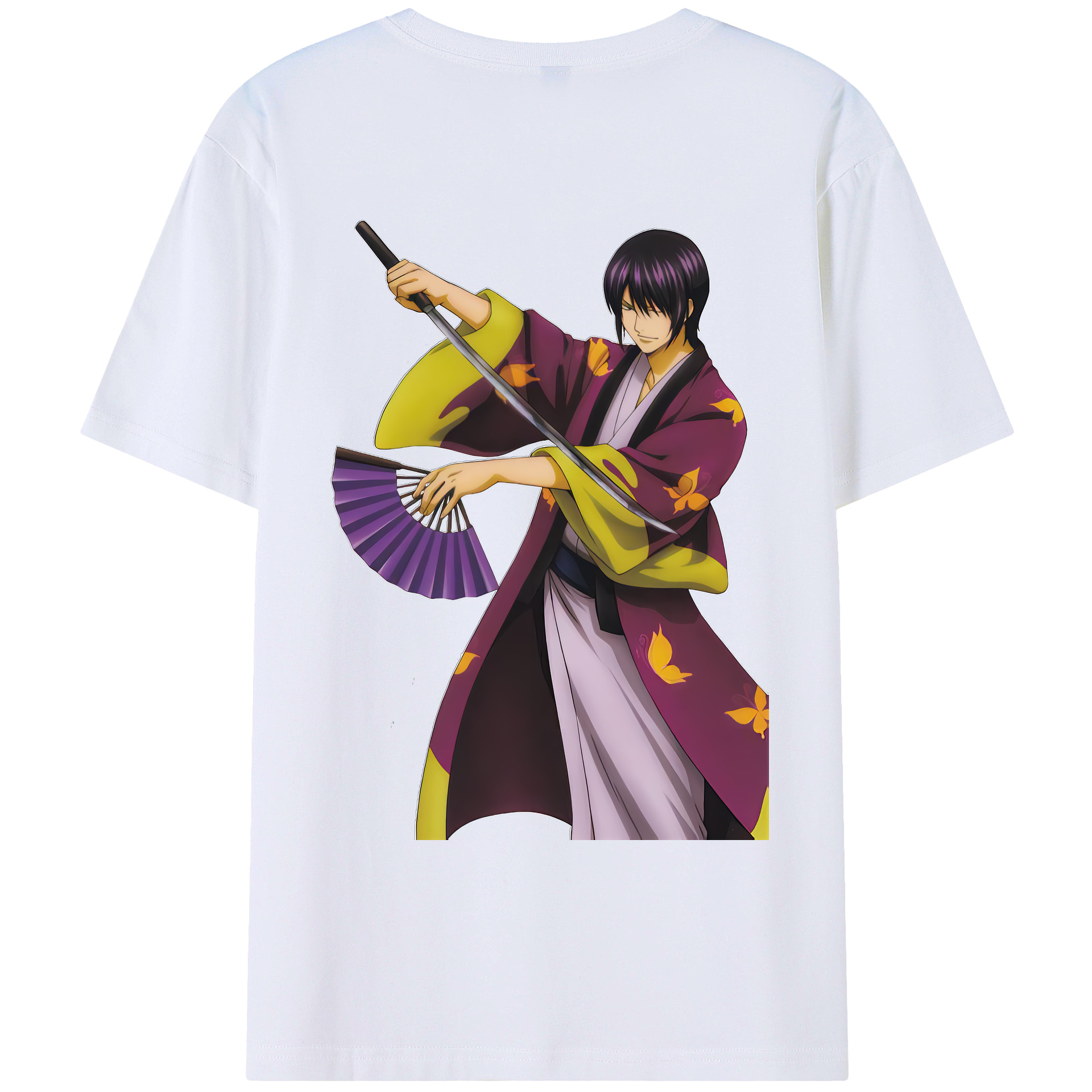 （画像用） ぎんたま 坂田銀時（さかたぎんとき） 神楽 志村新八（しむら しんぱち） GINTAMA Sakata Gintoki Kagura Shimura Shinpachi 綿100％ メンズ半袖Tシャツ（バックプリント） 通気性