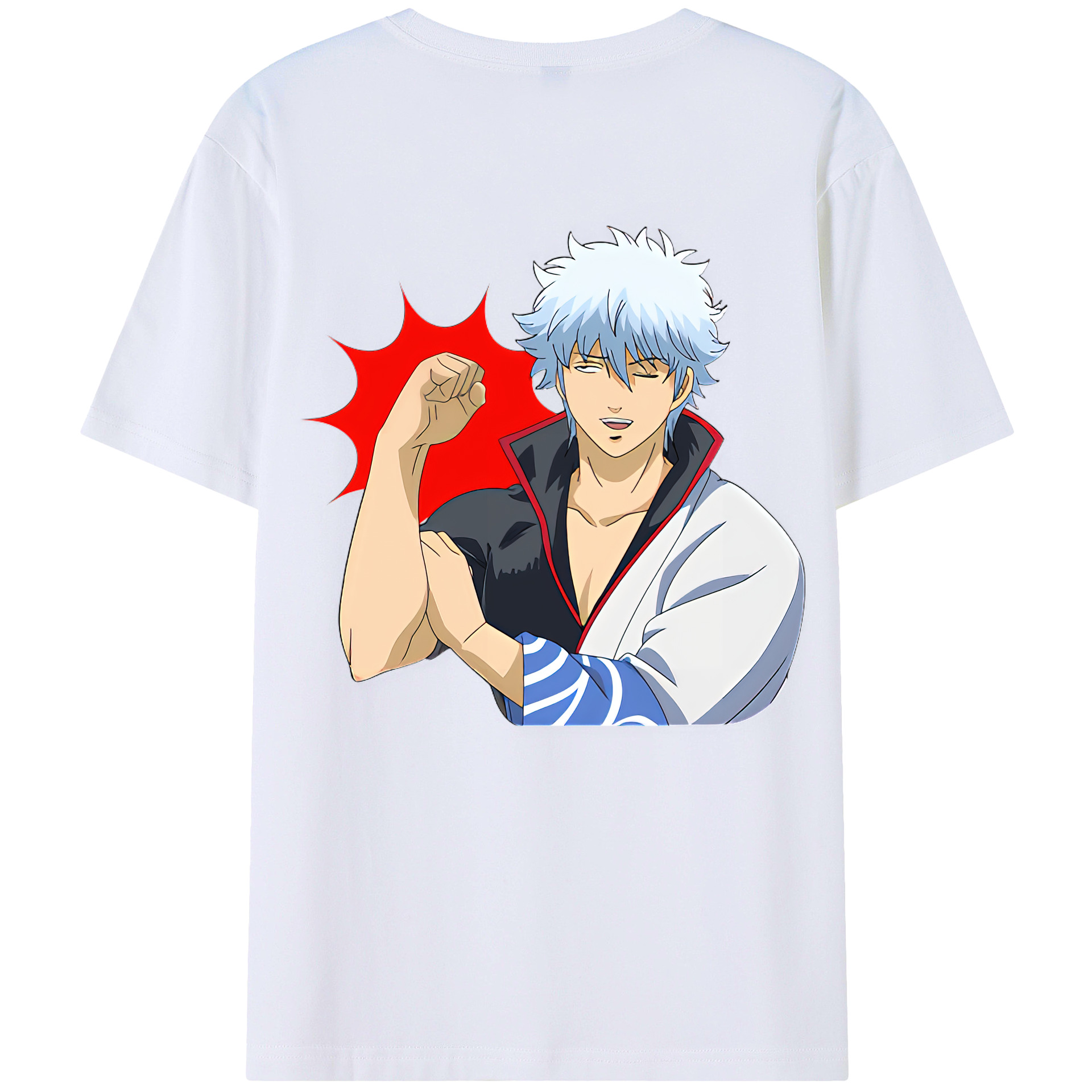 （画像用） ぎんたま 坂田銀時（さかたぎんとき） 神楽 志村新八（しむら しんぱち） GINTAMA Sakata Gintoki Kagura Shimura Shinpachi 綿100％ メンズ半袖Tシャツ（バックプリント） 通気性