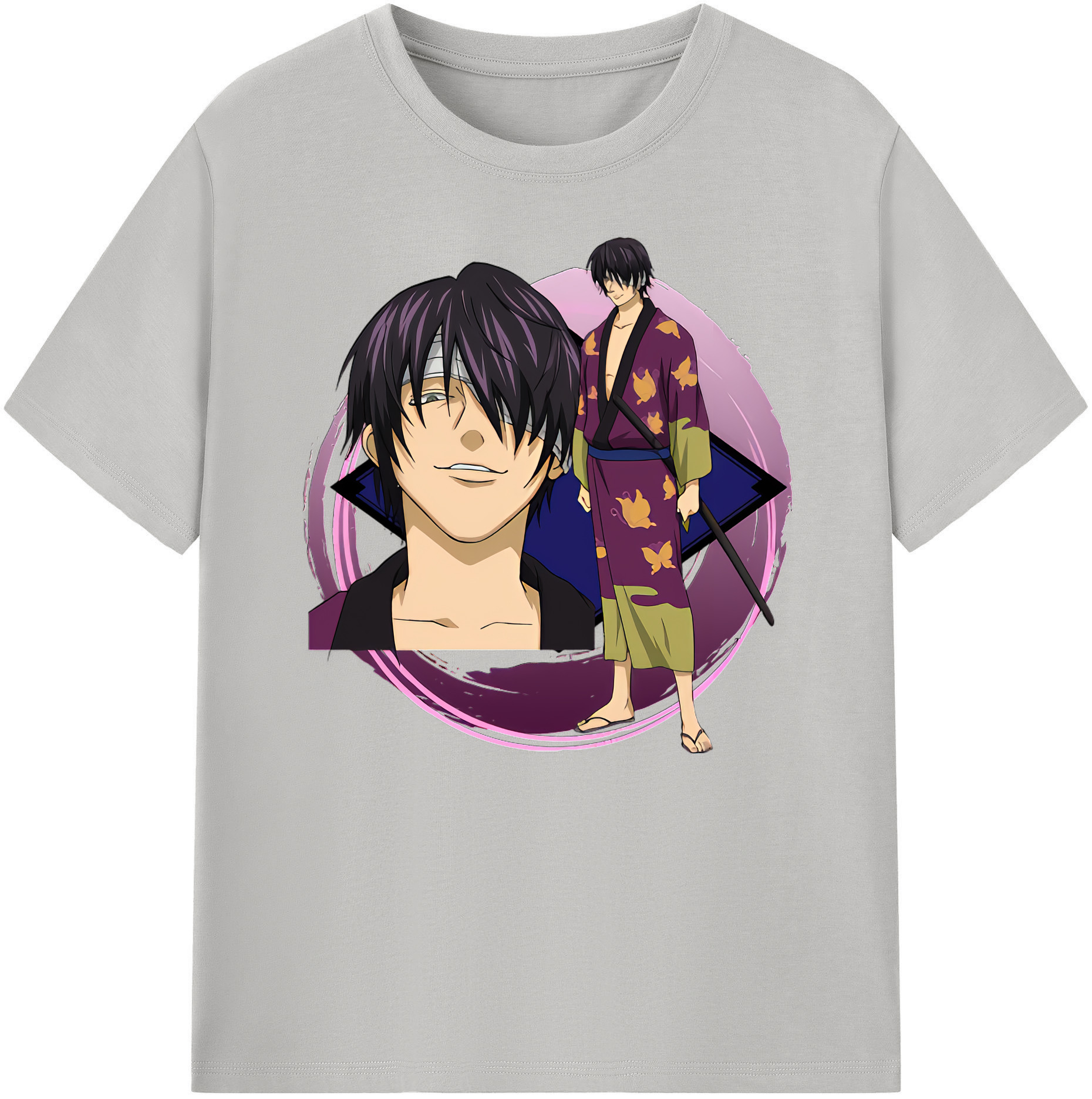 （画像用） ぎんたま 坂田銀時（さかたぎんとき） 神楽 志村新八（しむら しんぱち） GINTAMA Sakata Gintoki Kagura Shimura Shinpachi 綿100％ メンズ半袖Tシャツ｜肌触りやわらか＆通気性