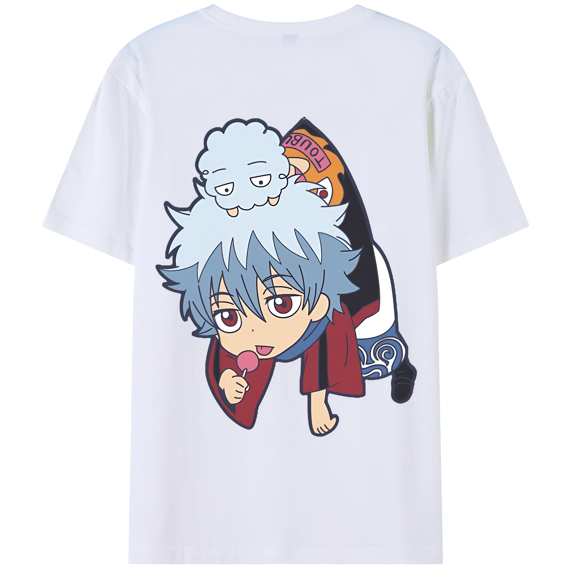 （画像用） ぎんたま 坂田銀時（さかたぎんとき） 神楽 志村新八（しむら しんぱち） GINTAMA Sakata Gintoki Kagura Shimura Shinpachi レディース半袖Tシャツ(バックプリント)