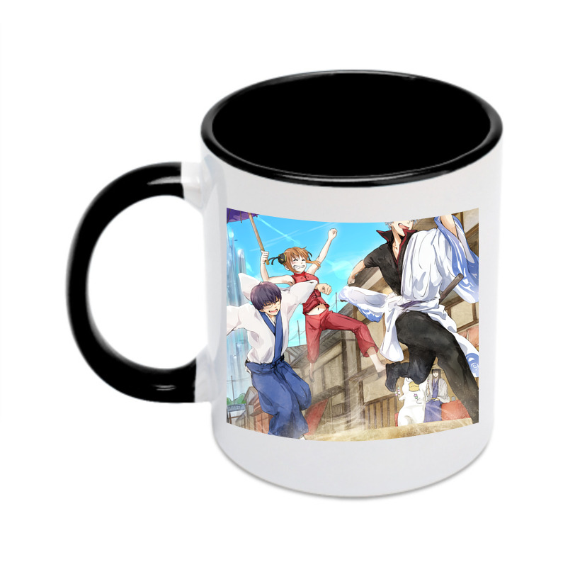 （画像用） ぎんたま 坂田銀時（さかたぎんとき） 神楽 志村新八（しむら しんぱち） GINTAMA Sakata Gintoki Kagura Shimura Shinpachi カラーマグカップ