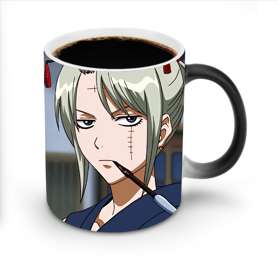 （画像用） ぎんたま 坂田銀時（さかたぎんとき） 神楽 志村新八（しむら しんぱち） GINTAMA Sakata Gintoki Kagura Shimura Shinpachi 温度変色マグカップ
