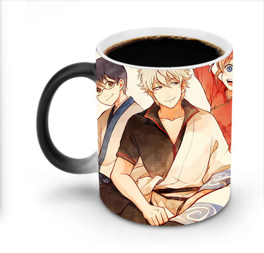 （画像用） ぎんたま 坂田銀時（さかたぎんとき） 神楽 志村新八（しむら しんぱち） GINTAMA Sakata Gintoki Kagura Shimura Shinpachi 温度変色マグカップ