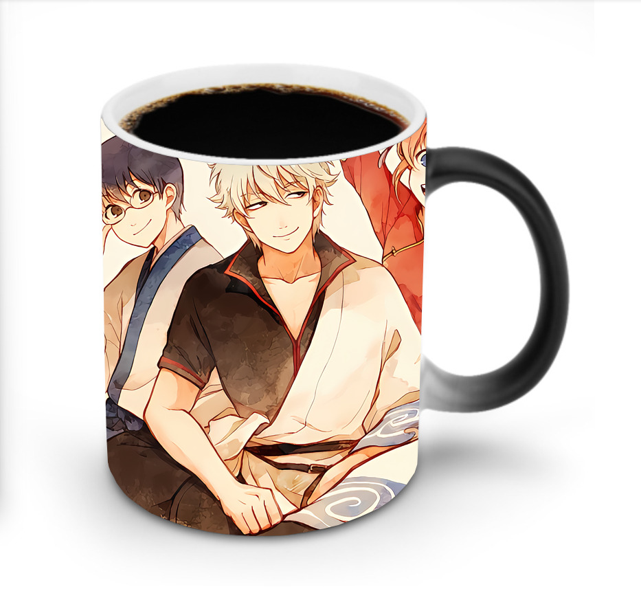 （画像用） ぎんたま 坂田銀時（さかたぎんとき） 神楽 志村新八（しむら しんぱち） GINTAMA Sakata Gintoki Kagura Shimura Shinpachi 温度変色マグカップ