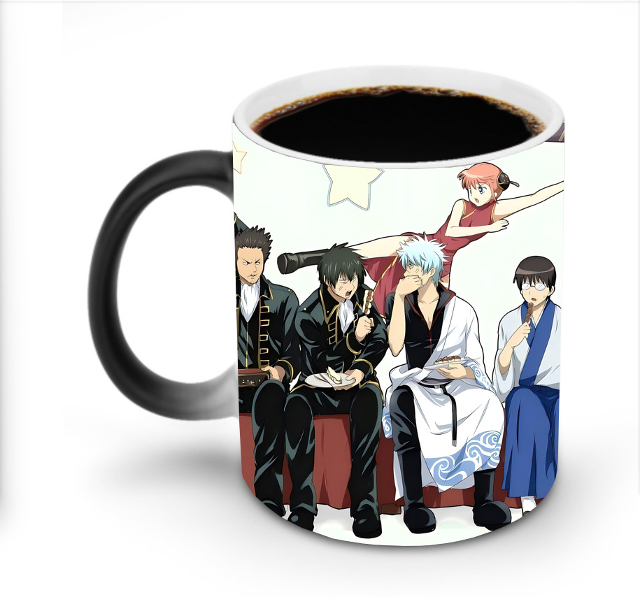 （画像用） ぎんたま 坂田銀時（さかたぎんとき） 神楽 志村新八（しむら しんぱち） GINTAMA Sakata Gintoki Kagura Shimura Shinpachi 温度変色マグカップ