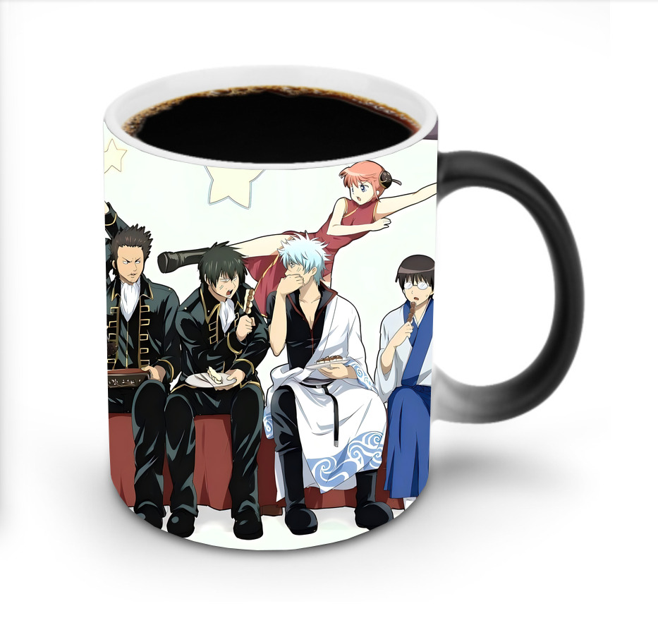 （画像用） ぎんたま 坂田銀時（さかたぎんとき） 神楽 志村新八（しむら しんぱち） GINTAMA Sakata Gintoki Kagura Shimura Shinpachi 温度変色マグカップ