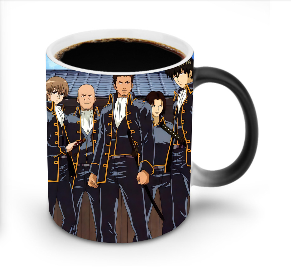 （画像用） ぎんたま 坂田銀時（さかたぎんとき） 神楽 志村新八（しむら しんぱち） GINTAMA Sakata Gintoki Kagura Shimura Shinpachi 温度変色マグカップ