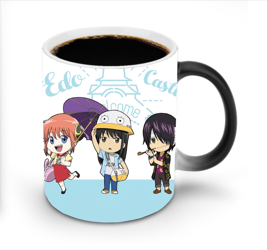 （画像用） ぎんたま 坂田銀時（さかたぎんとき） 神楽 志村新八（しむら しんぱち） GINTAMA Sakata Gintoki Kagura Shimura Shinpachi 温度変色マグカップ