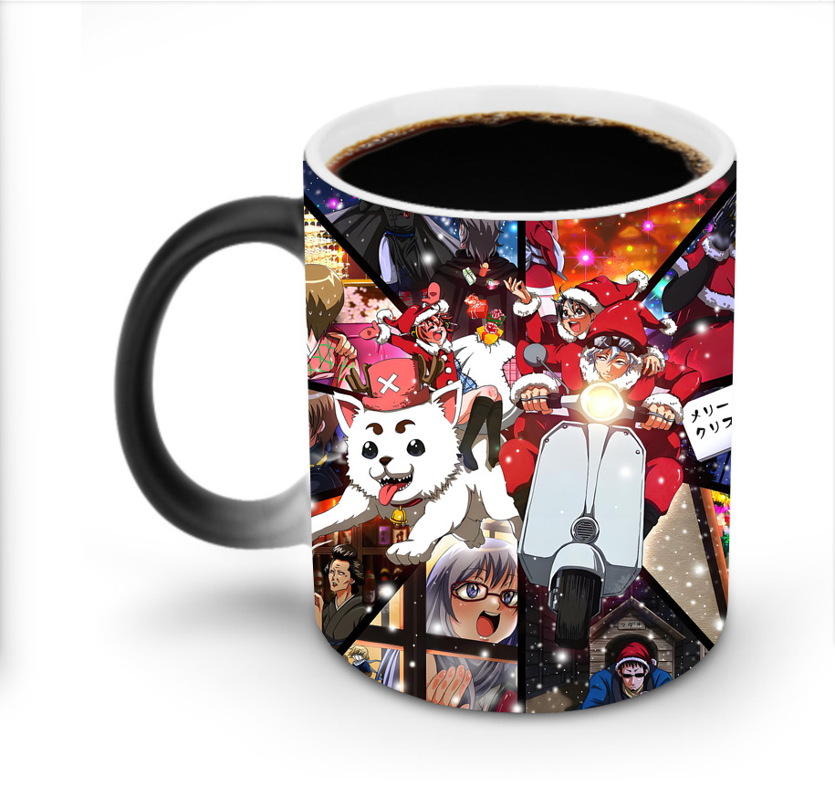 （画像用） ぎんたま 坂田銀時（さかたぎんとき） 神楽 志村新八（しむら しんぱち） GINTAMA Sakata Gintoki Kagura Shimura Shinpachi 温度変色マグカップ