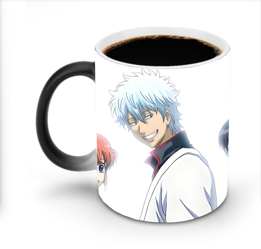 （画像用） ぎんたま 坂田銀時（さかたぎんとき） 神楽 志村新八（しむら しんぱち） GINTAMA Sakata Gintoki Kagura Shimura Shinpachi 温度変色マグカップ
