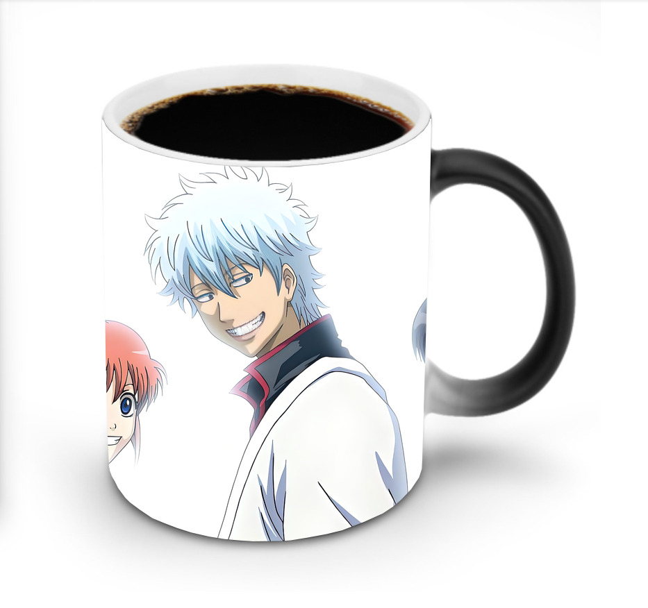 （画像用） ぎんたま 坂田銀時（さかたぎんとき） 神楽 志村新八（しむら しんぱち） GINTAMA Sakata Gintoki Kagura Shimura Shinpachi 温度変色マグカップ