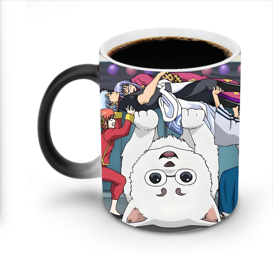 （画像用） ぎんたま 坂田銀時（さかたぎんとき） 神楽 志村新八（しむら しんぱち） GINTAMA Sakata Gintoki Kagura Shimura Shinpachi 温度変色マグカップ