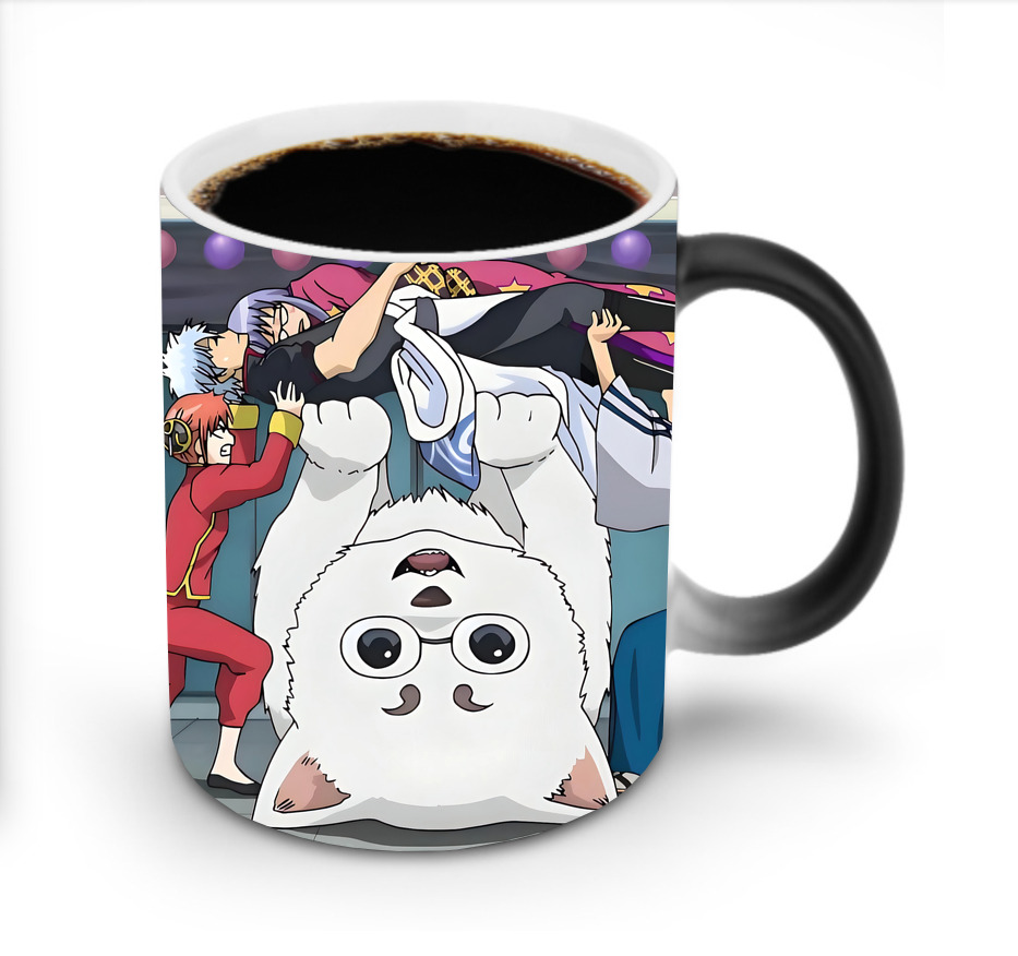 （画像用） ぎんたま 坂田銀時（さかたぎんとき） 神楽 志村新八（しむら しんぱち） GINTAMA Sakata Gintoki Kagura Shimura Shinpachi 温度変色マグカップ