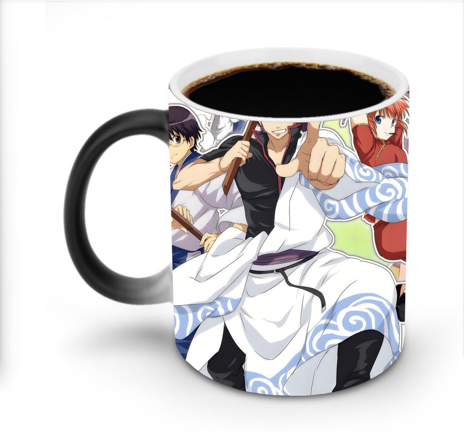 （画像用） ぎんたま 坂田銀時（さかたぎんとき） 神楽 志村新八（しむら しんぱち） GINTAMA Sakata Gintoki Kagura Shimura Shinpachi 温度変色マグカップ