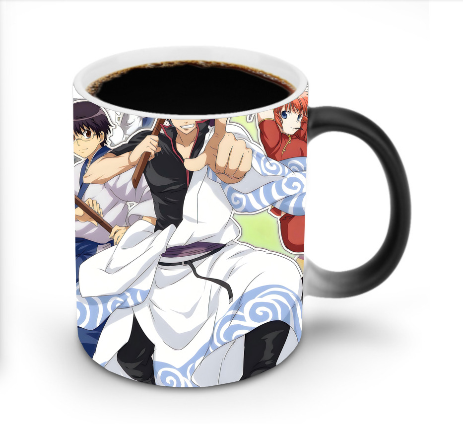 （画像用） ぎんたま 坂田銀時（さかたぎんとき） 神楽 志村新八（しむら しんぱち） GINTAMA Sakata Gintoki Kagura Shimura Shinpachi 温度変色マグカップ