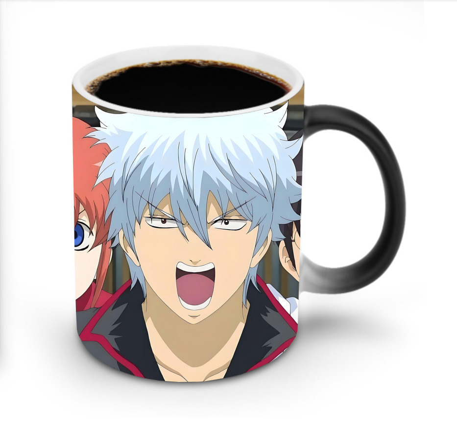（画像用） ぎんたま 坂田銀時（さかたぎんとき） 神楽 志村新八（しむら しんぱち） GINTAMA Sakata Gintoki Kagura Shimura Shinpachi 温度変色マグカップ