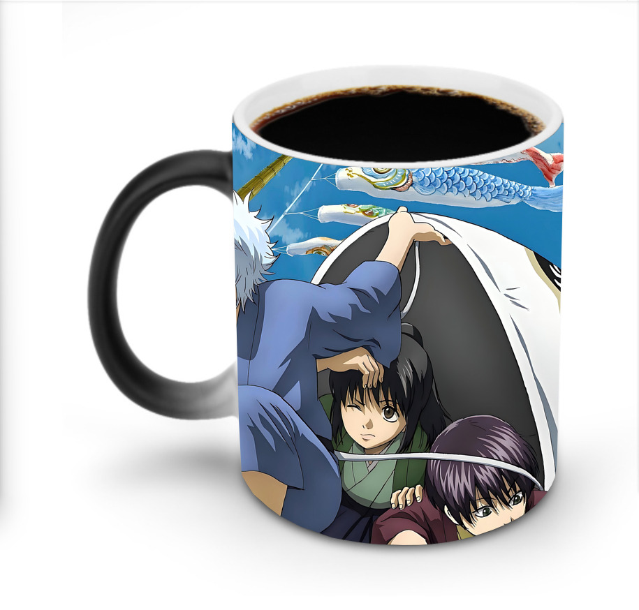 （画像用） ぎんたま 坂田銀時（さかたぎんとき） 神楽 志村新八（しむら しんぱち） GINTAMA Sakata Gintoki Kagura Shimura Shinpachi 温度変色マグカップ