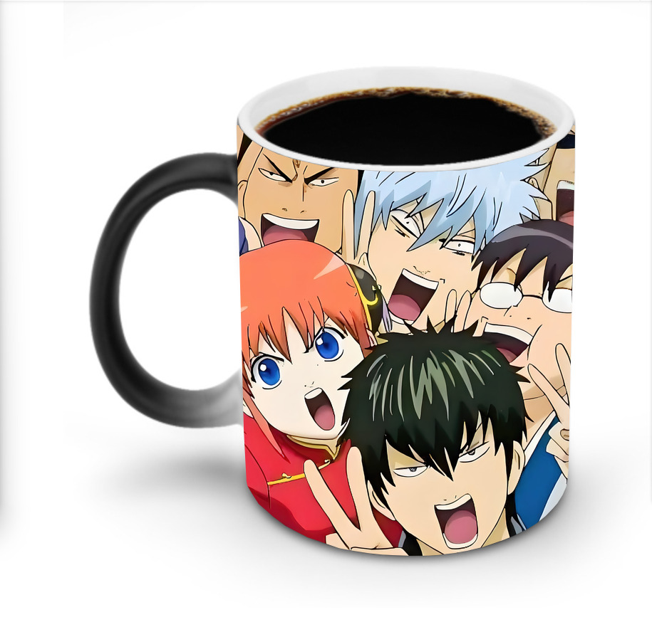 （画像用） ぎんたま 坂田銀時（さかたぎんとき） 神楽 志村新八（しむら しんぱち） GINTAMA Sakata Gintoki Kagura Shimura Shinpachi 温度変色マグカップ