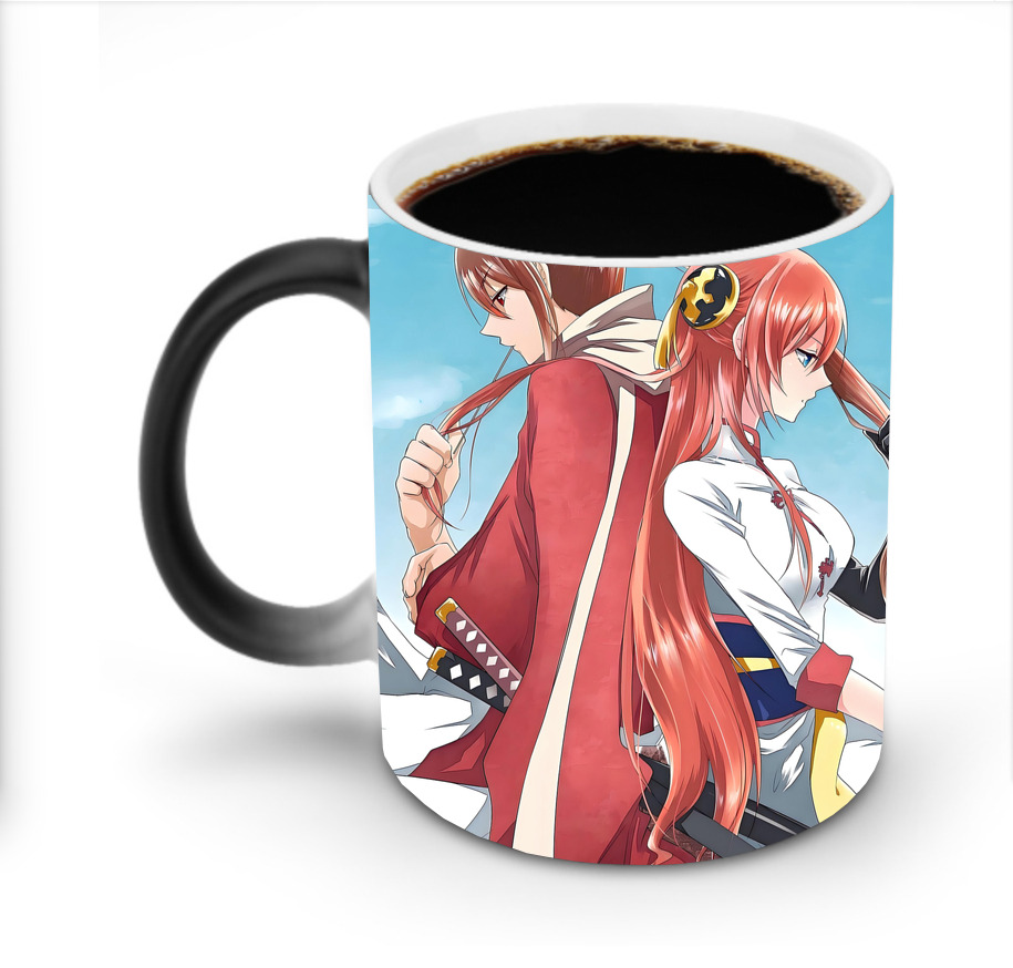 （画像用） ぎんたま 坂田銀時（さかたぎんとき） 神楽 志村新八（しむら しんぱち） GINTAMA Sakata Gintoki Kagura Shimura Shinpachi 温度変色マグカップ