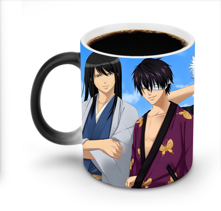 （画像用） ぎんたま 坂田銀時（さかたぎんとき） 神楽 志村新八（しむら しんぱち） GINTAMA Sakata Gintoki Kagura Shimura Shinpachi 温度変色マグカップ