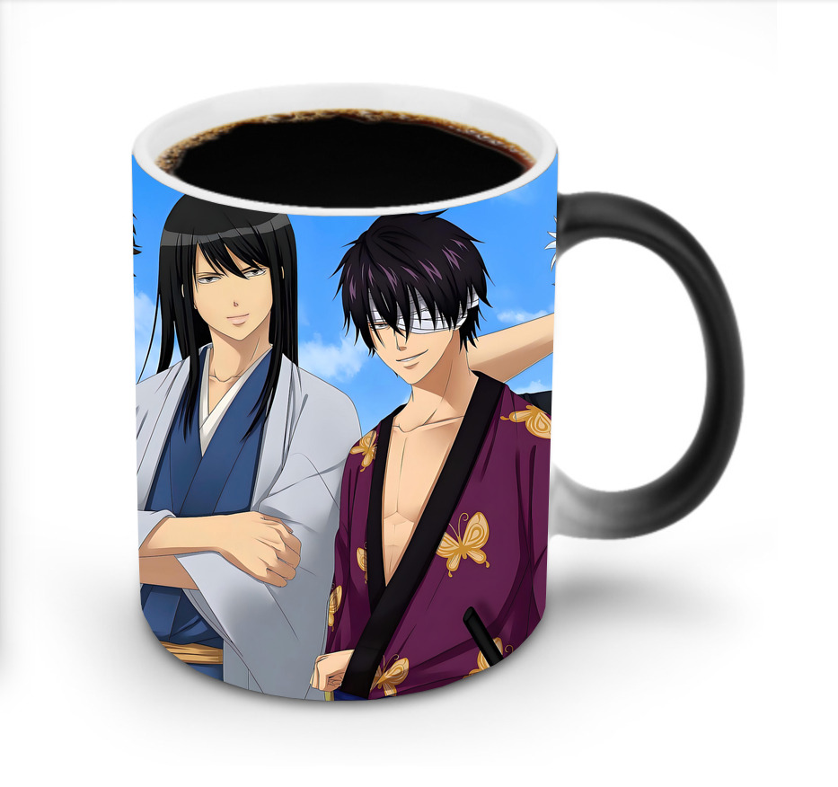 （画像用） ぎんたま 坂田銀時（さかたぎんとき） 神楽 志村新八（しむら しんぱち） GINTAMA Sakata Gintoki Kagura Shimura Shinpachi 温度変色マグカップ