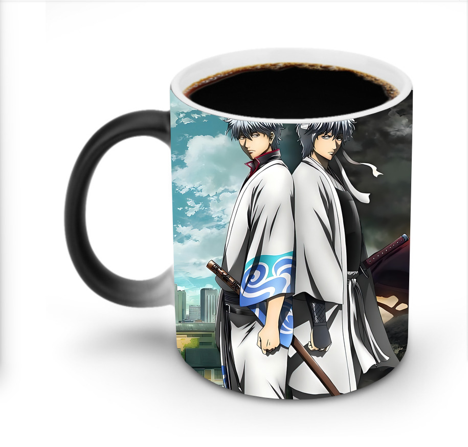 （画像用） ぎんたま 坂田銀時（さかたぎんとき） 神楽 志村新八（しむら しんぱち） GINTAMA Sakata Gintoki Kagura Shimura Shinpachi 温度変色マグカップ