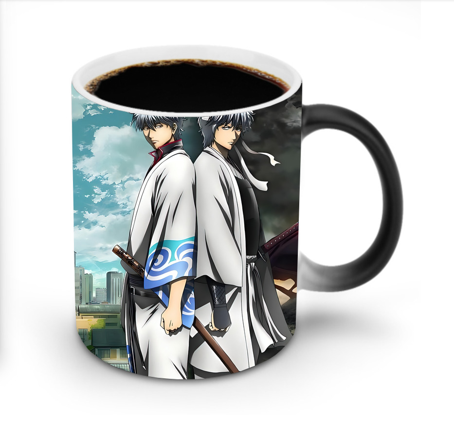 （画像用） ぎんたま 坂田銀時（さかたぎんとき） 神楽 志村新八（しむら しんぱち） GINTAMA Sakata Gintoki Kagura Shimura Shinpachi 温度変色マグカップ