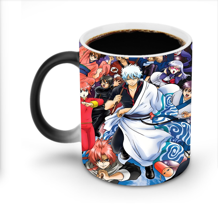 （画像用） ぎんたま 坂田銀時（さかたぎんとき） 神楽 志村新八（しむら しんぱち） GINTAMA Sakata Gintoki Kagura Shimura Shinpachi 温度変色マグカップ