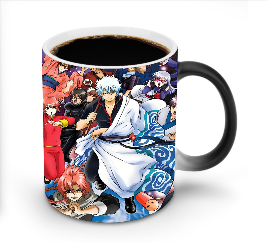 （画像用） ぎんたま 坂田銀時（さかたぎんとき） 神楽 志村新八（しむら しんぱち） GINTAMA Sakata Gintoki Kagura Shimura Shinpachi 温度変色マグカップ