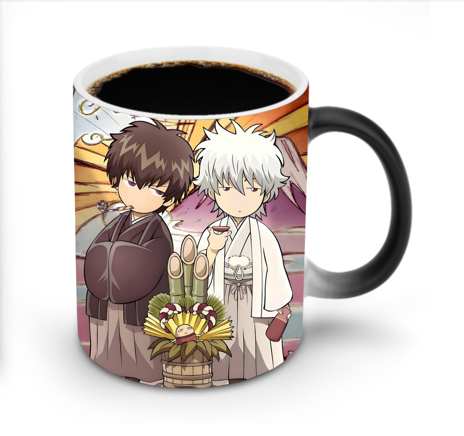 （画像用） ぎんたま 坂田銀時（さかたぎんとき） 神楽 志村新八（しむら しんぱち） GINTAMA Sakata Gintoki Kagura Shimura Shinpachi 温度変色マグカップ