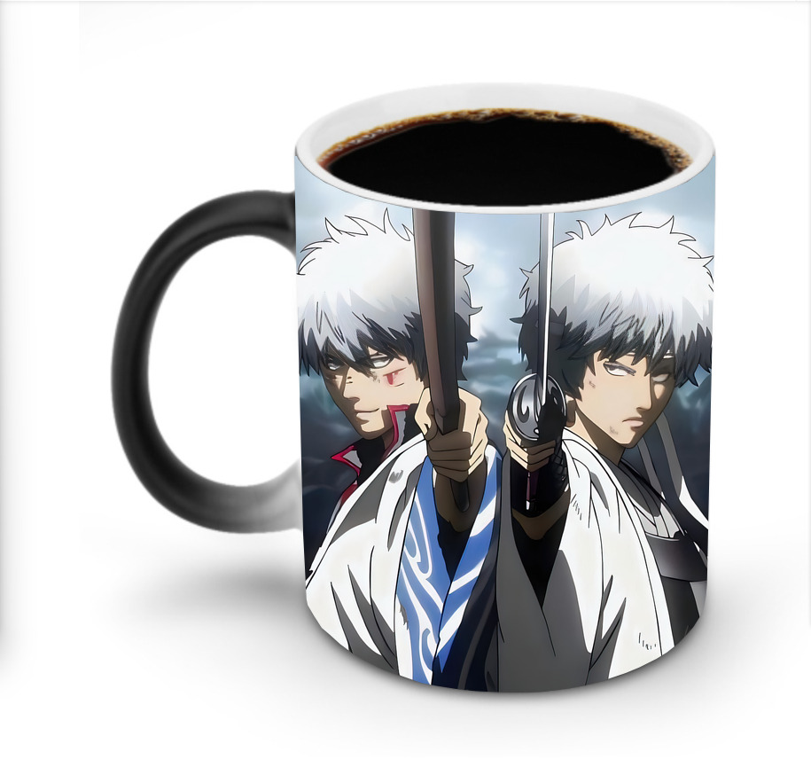 （画像用） ぎんたま 坂田銀時（さかたぎんとき） 神楽 志村新八（しむら しんぱち） GINTAMA Sakata Gintoki Kagura Shimura Shinpachi 温度変色マグカップ