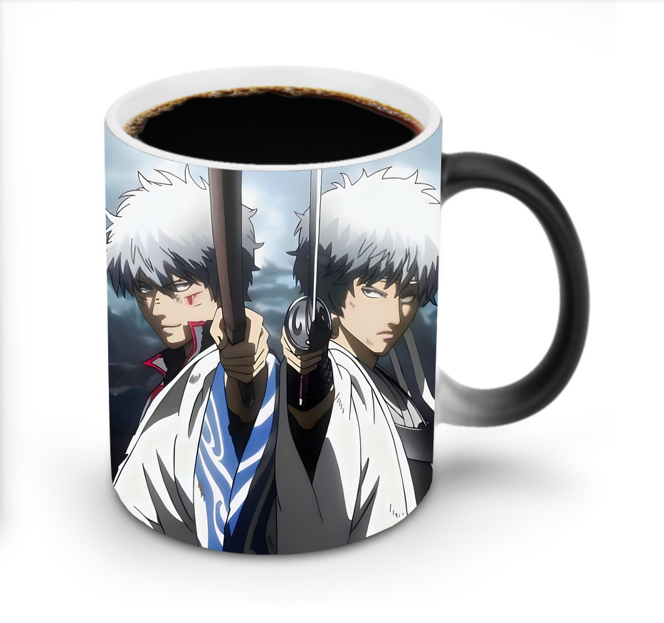 （画像用） ぎんたま 坂田銀時（さかたぎんとき） 神楽 志村新八（しむら しんぱち） GINTAMA Sakata Gintoki Kagura Shimura Shinpachi 温度変色マグカップ