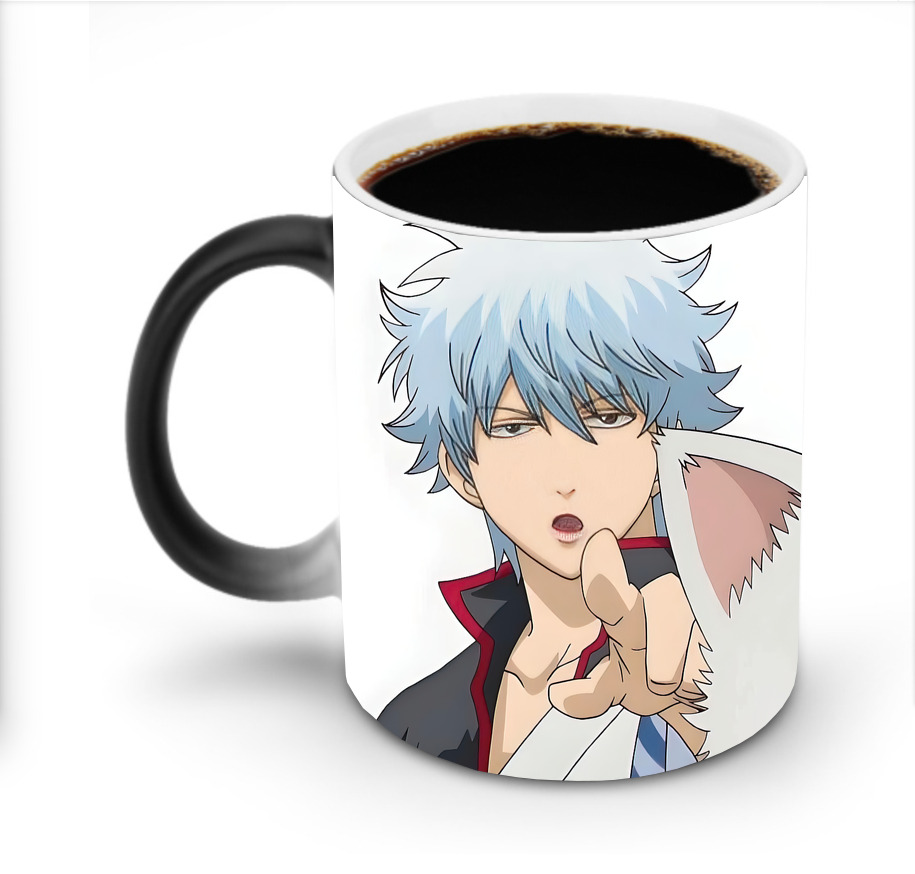 （画像用） ぎんたま 坂田銀時（さかたぎんとき） 神楽 志村新八（しむら しんぱち） GINTAMA Sakata Gintoki Kagura Shimura Shinpachi 温度変色マグカップ