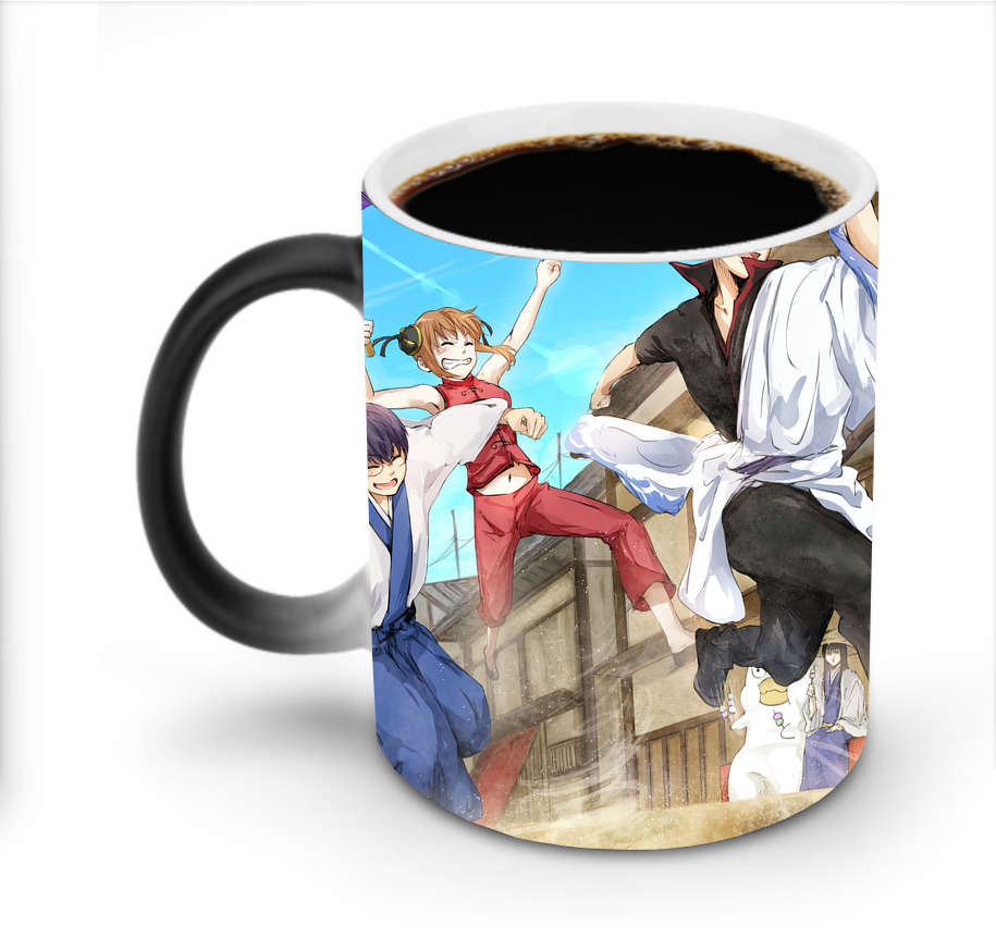 （画像用） ぎんたま 坂田銀時（さかたぎんとき） 神楽 志村新八（しむら しんぱち） GINTAMA Sakata Gintoki Kagura Shimura Shinpachi 温度変色マグカップ
