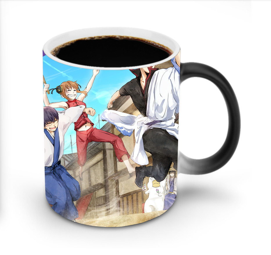 （画像用） ぎんたま 坂田銀時（さかたぎんとき） 神楽 志村新八（しむら しんぱち） GINTAMA Sakata Gintoki Kagura Shimura Shinpachi 温度変色マグカップ