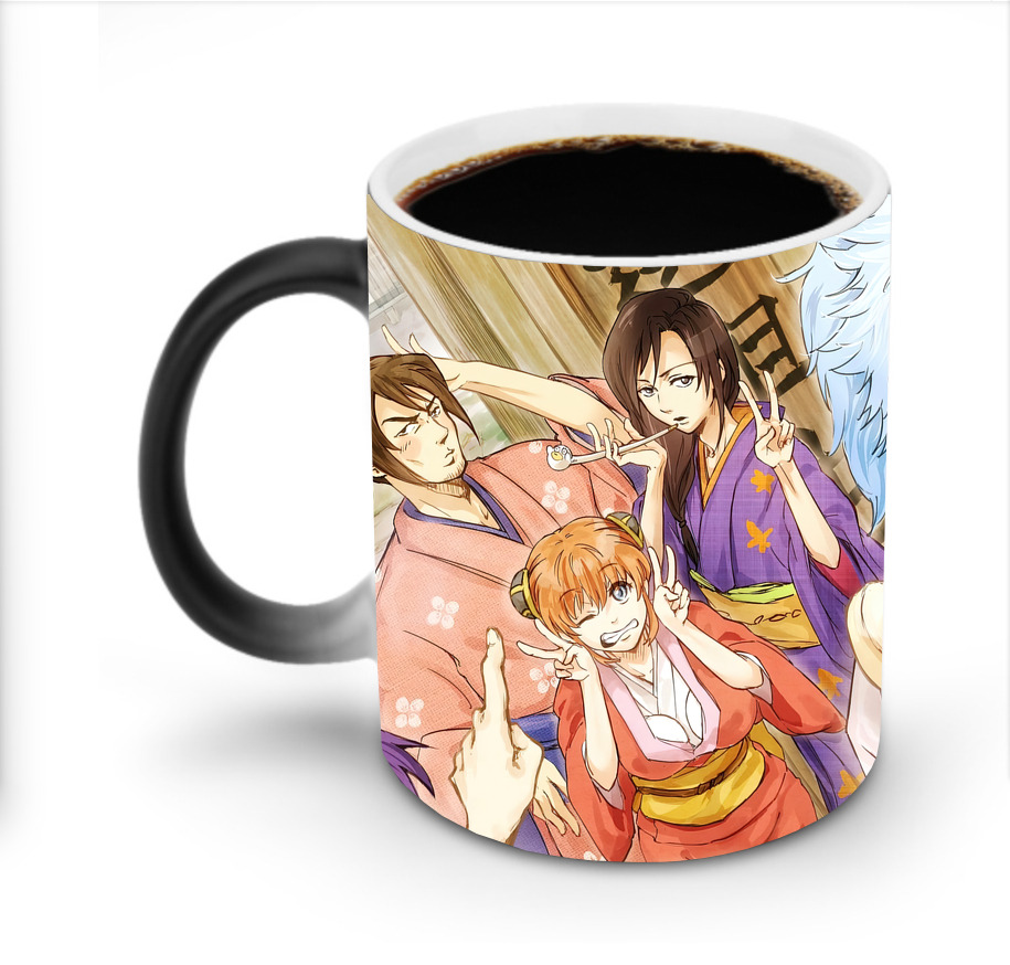（画像用） ぎんたま 坂田銀時（さかたぎんとき） 神楽 志村新八（しむら しんぱち） GINTAMA Sakata Gintoki Kagura Shimura Shinpachi 温度変色マグカップ