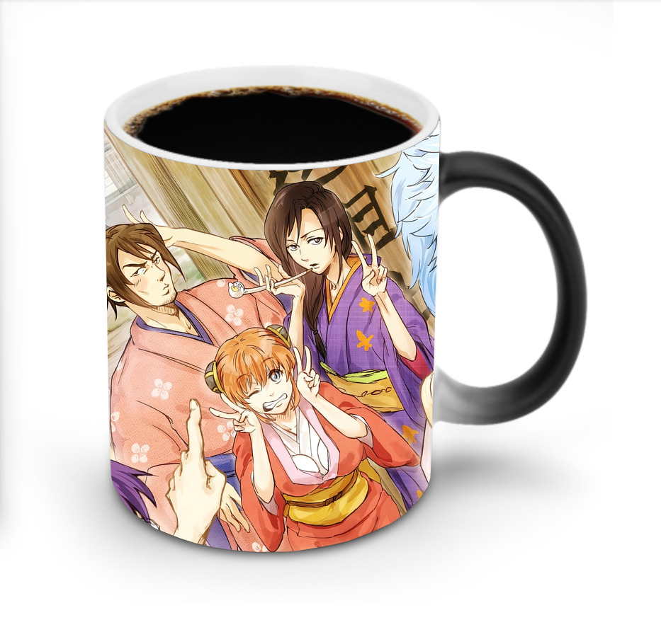 （画像用） ぎんたま 坂田銀時（さかたぎんとき） 神楽 志村新八（しむら しんぱち） GINTAMA Sakata Gintoki Kagura Shimura Shinpachi 温度変色マグカップ