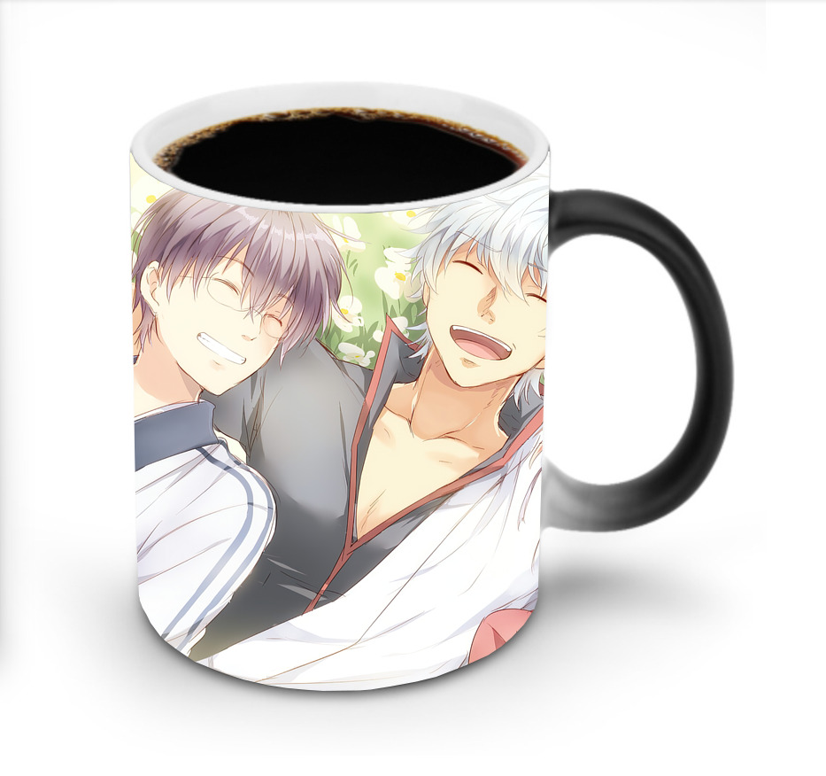 （画像用） ぎんたま 坂田銀時（さかたぎんとき） 神楽 志村新八（しむら しんぱち） GINTAMA Sakata Gintoki Kagura Shimura Shinpachi 温度変色マグカップ