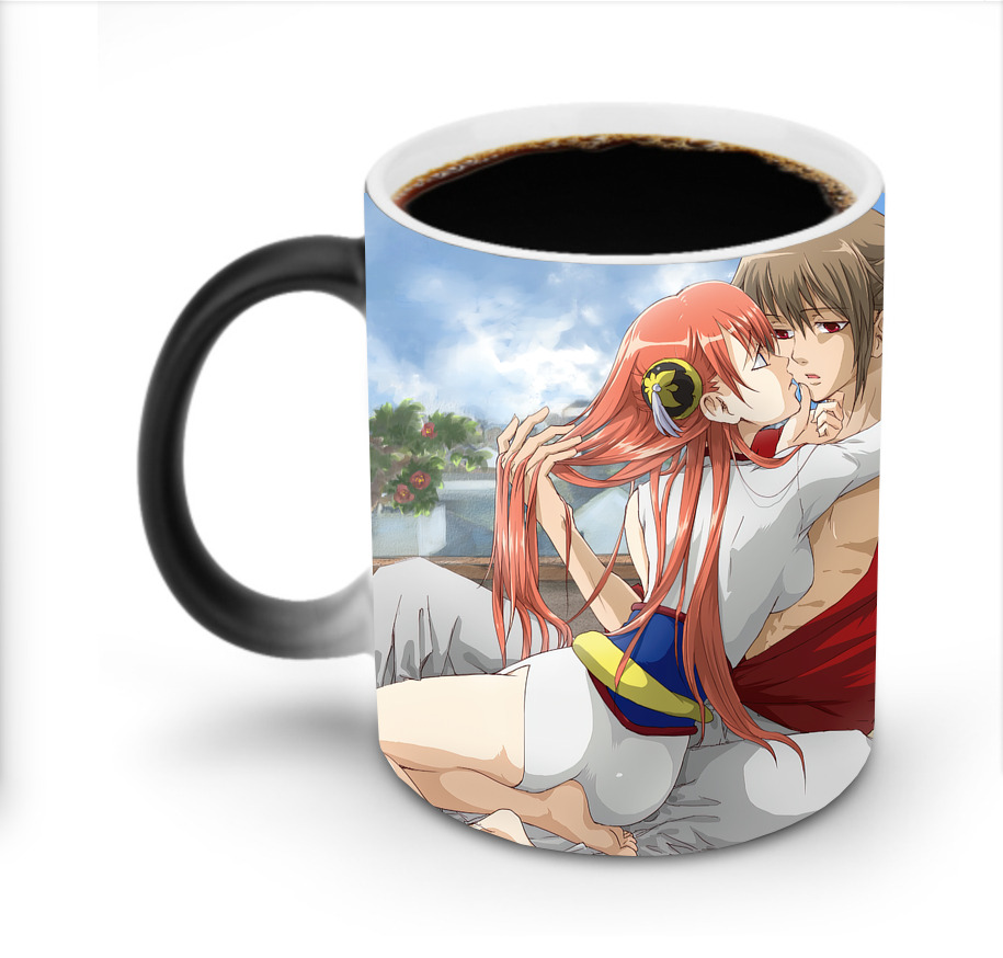 （画像用） ぎんたま 坂田銀時（さかたぎんとき） 神楽 志村新八（しむら しんぱち） GINTAMA Sakata Gintoki Kagura Shimura Shinpachi 温度変色マグカップ