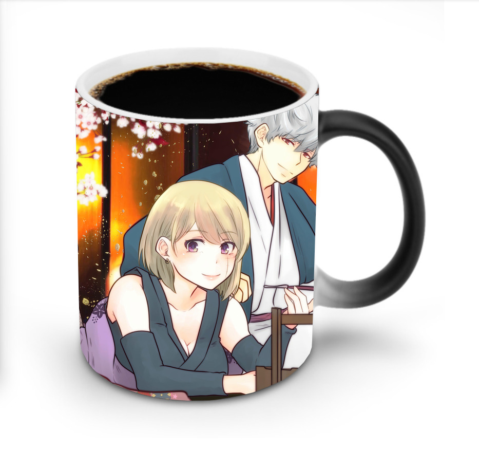（画像用） ぎんたま 坂田銀時（さかたぎんとき） 神楽 志村新八（しむら しんぱち） GINTAMA Sakata Gintoki Kagura Shimura Shinpachi 温度変色マグカップ