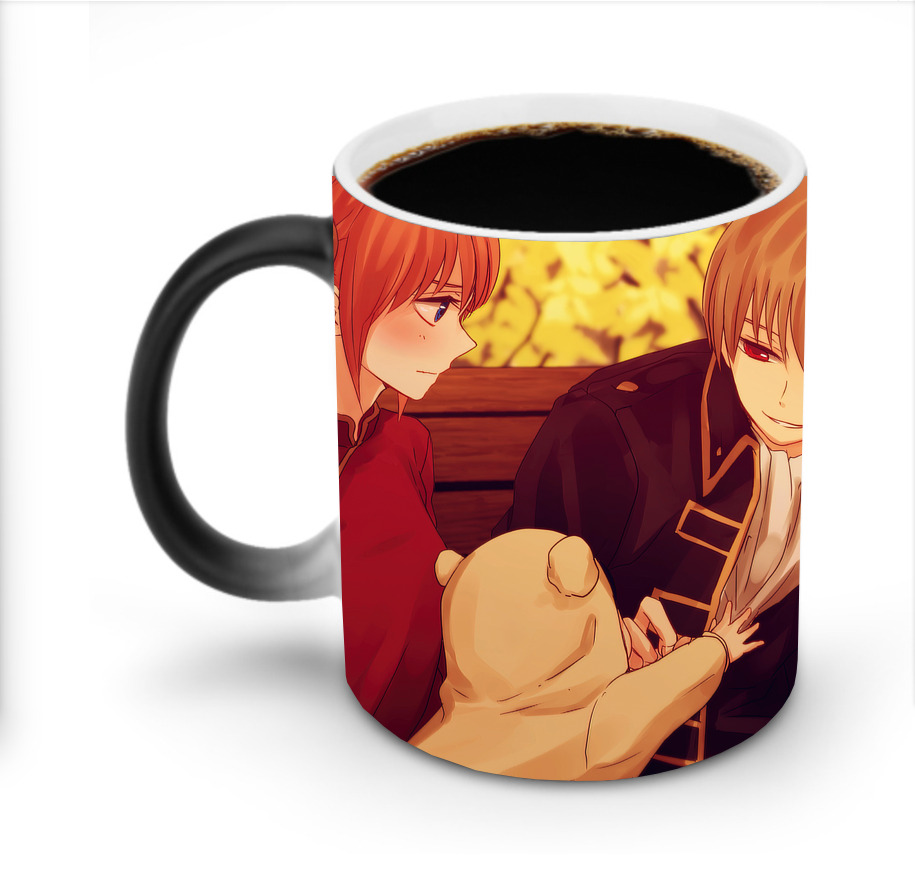（画像用） ぎんたま 坂田銀時（さかたぎんとき） 神楽 志村新八（しむら しんぱち） GINTAMA Sakata Gintoki Kagura Shimura Shinpachi 温度変色マグカップ