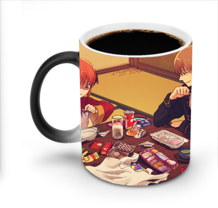 （画像用） ぎんたま 坂田銀時（さかたぎんとき） 神楽 志村新八（しむら しんぱち） GINTAMA Sakata Gintoki Kagura Shimura Shinpachi 温度変色マグカップ