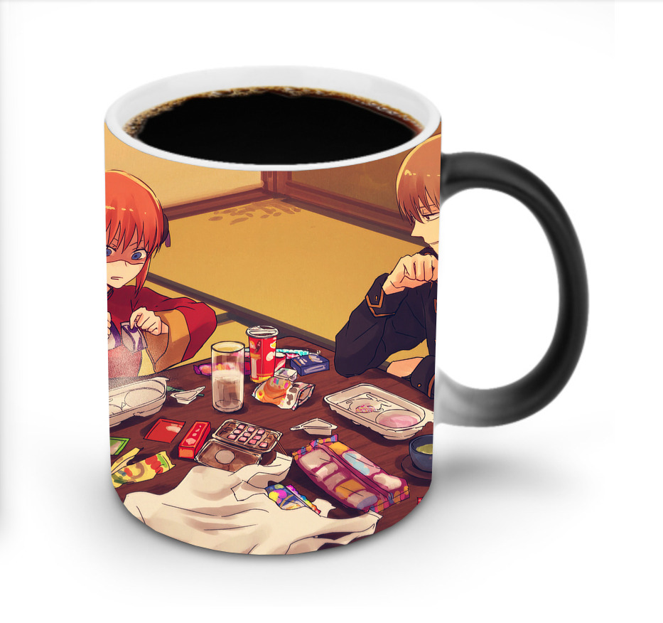 （画像用） ぎんたま 坂田銀時（さかたぎんとき） 神楽 志村新八（しむら しんぱち） GINTAMA Sakata Gintoki Kagura Shimura Shinpachi 温度変色マグカップ