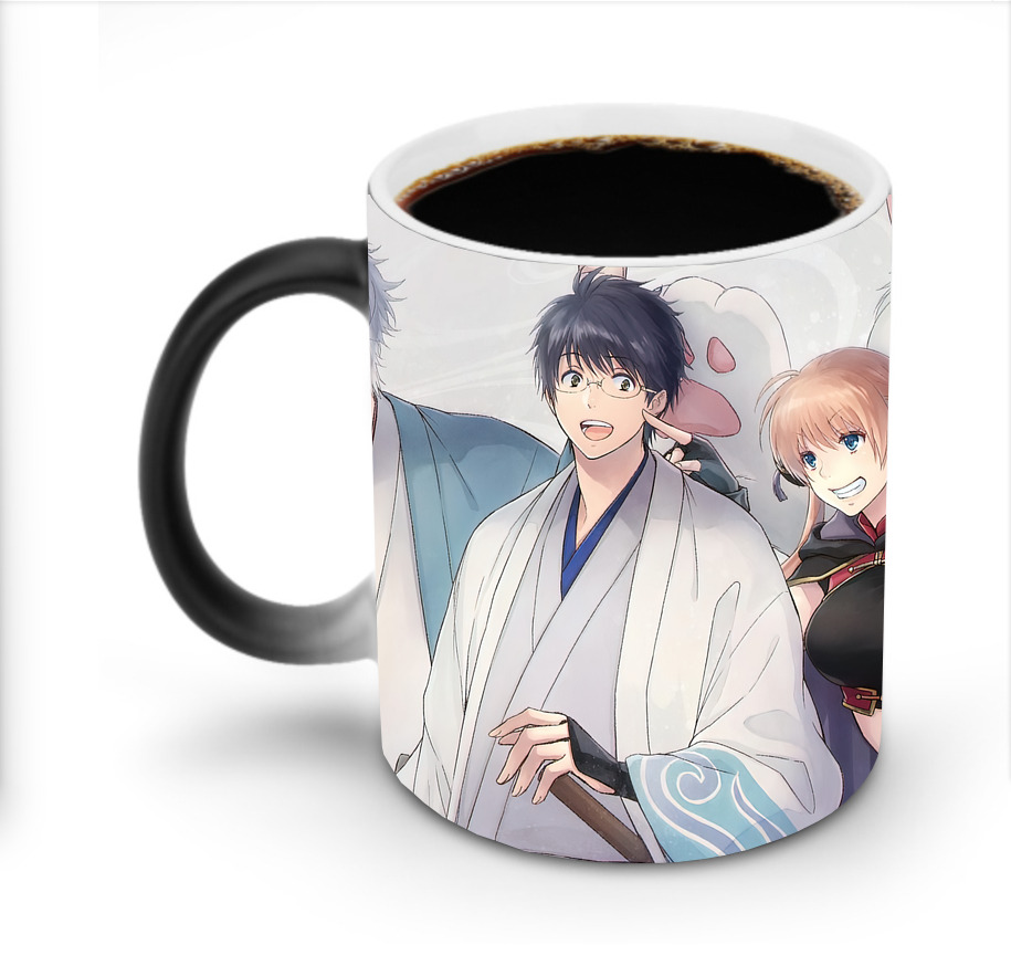 （画像用） ぎんたま 坂田銀時（さかたぎんとき） 神楽 志村新八（しむら しんぱち） GINTAMA Sakata Gintoki Kagura Shimura Shinpachi 温度変色マグカップ