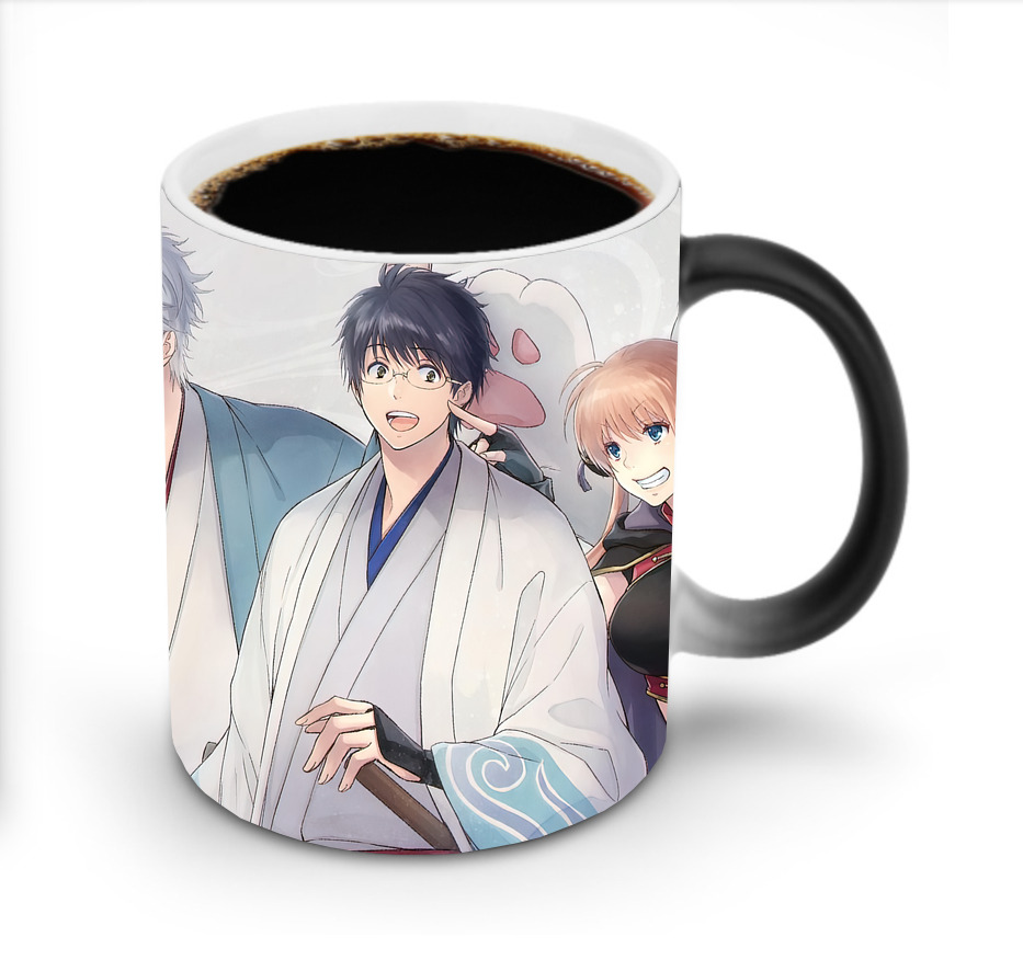 （画像用） ぎんたま 坂田銀時（さかたぎんとき） 神楽 志村新八（しむら しんぱち） GINTAMA Sakata Gintoki Kagura Shimura Shinpachi 温度変色マグカップ