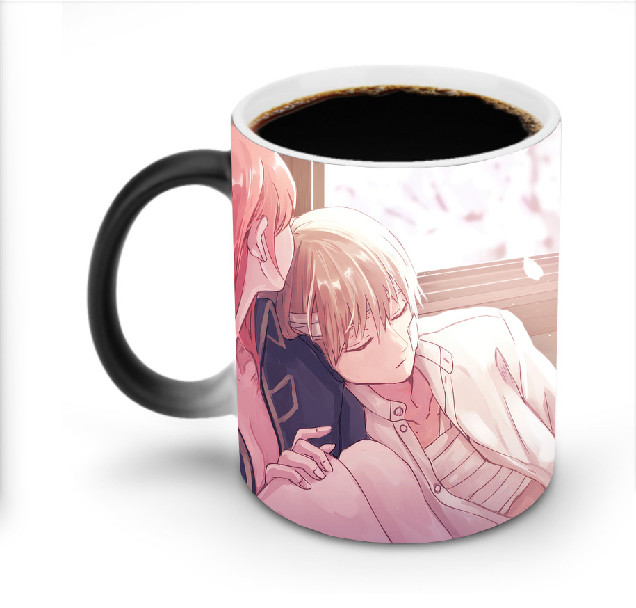 （画像用） ぎんたま 坂田銀時（さかたぎんとき） 神楽 志村新八（しむら しんぱち） GINTAMA Sakata Gintoki Kagura Shimura Shinpachi 温度変色マグカップ