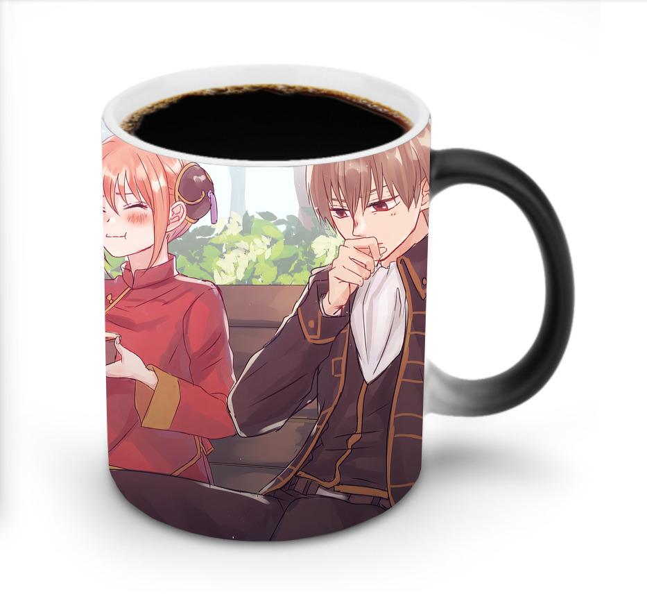 （画像用） ぎんたま 坂田銀時（さかたぎんとき） 神楽 志村新八（しむら しんぱち） GINTAMA Sakata Gintoki Kagura Shimura Shinpachi 温度変色マグカップ